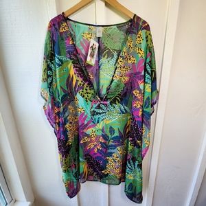 New Into The Bleu Colorful Beach Coverup Size Large